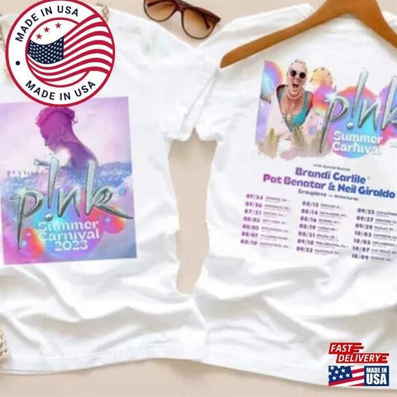 Tops - Pnk Singer Summer Carnival Tour Shirt Music T-Shirt 2 Sided